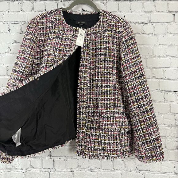 NWT Ann Taylor Fringe Tweed Jacket Multicolor Business Casual - Picture 4 of 12